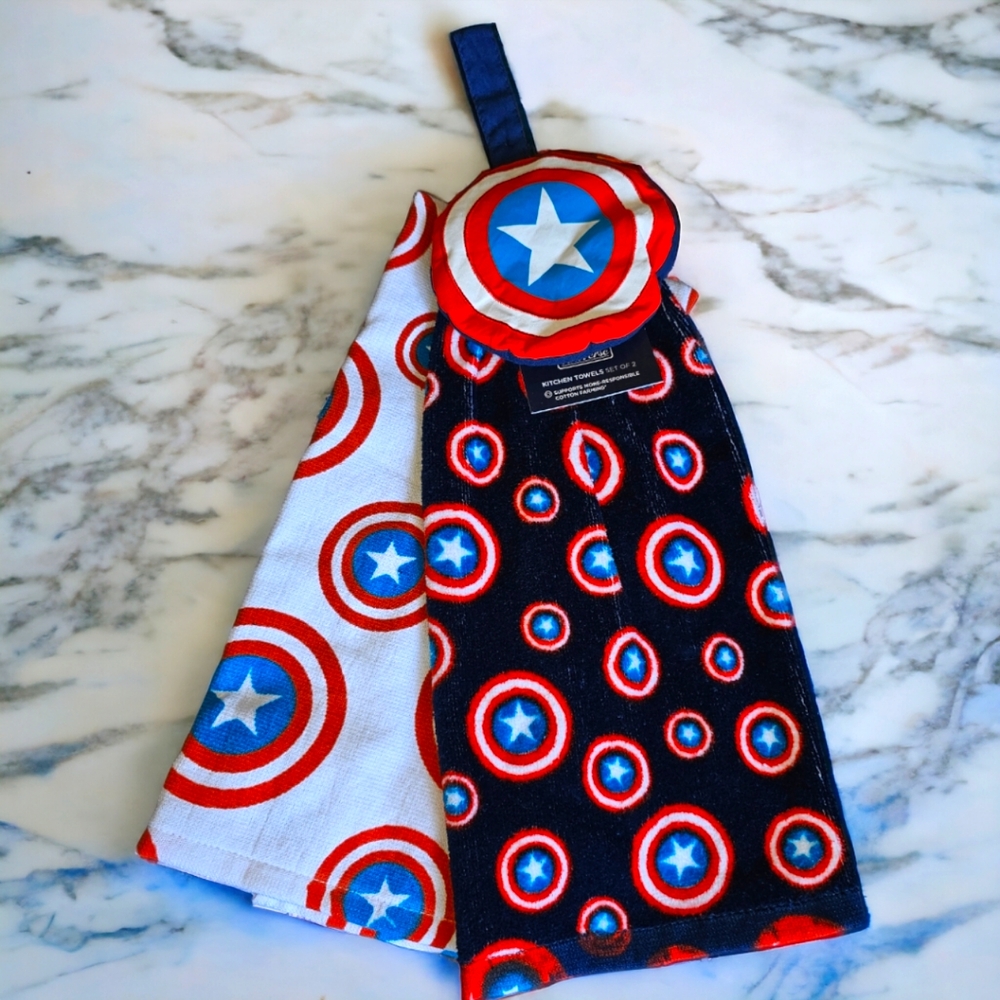 $6.49 SHIPPING Marvel Captain America kitchen towels